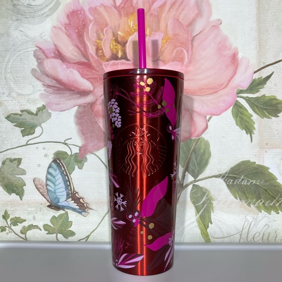 Starbucks Holiday Red Pine Cones Stainless Tumbler